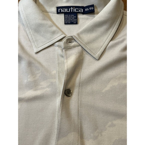 Nautica Shirt Mens XL Hawaiian Silk Short Sleeve Button Up Beach Front‎ and Back - Picture 4 of 7